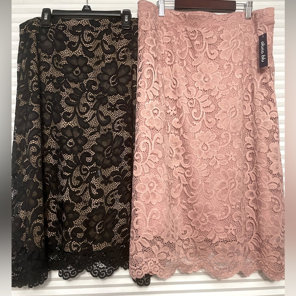 Set of 2 Olivia Blu dress skirts NWT XL Black & Pink